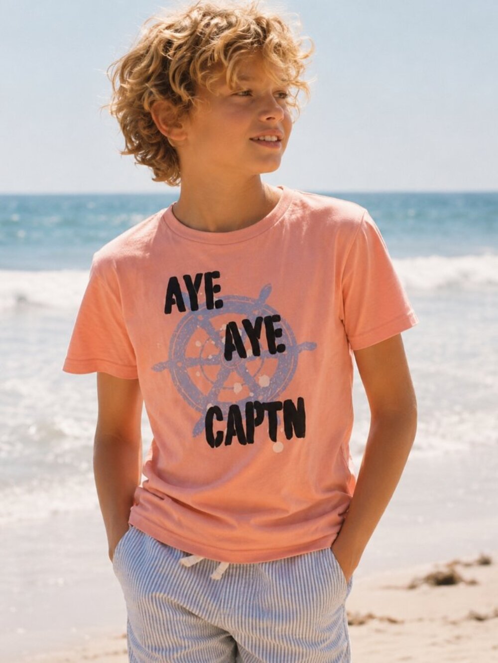 VTG CREWCUTS J. CREW Aye Aye Captain Pirate Graphic Tee Boys 12 Shirt Nautical